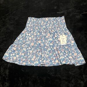 Hippie Rose Blue and Pink Floral Mini Skirt